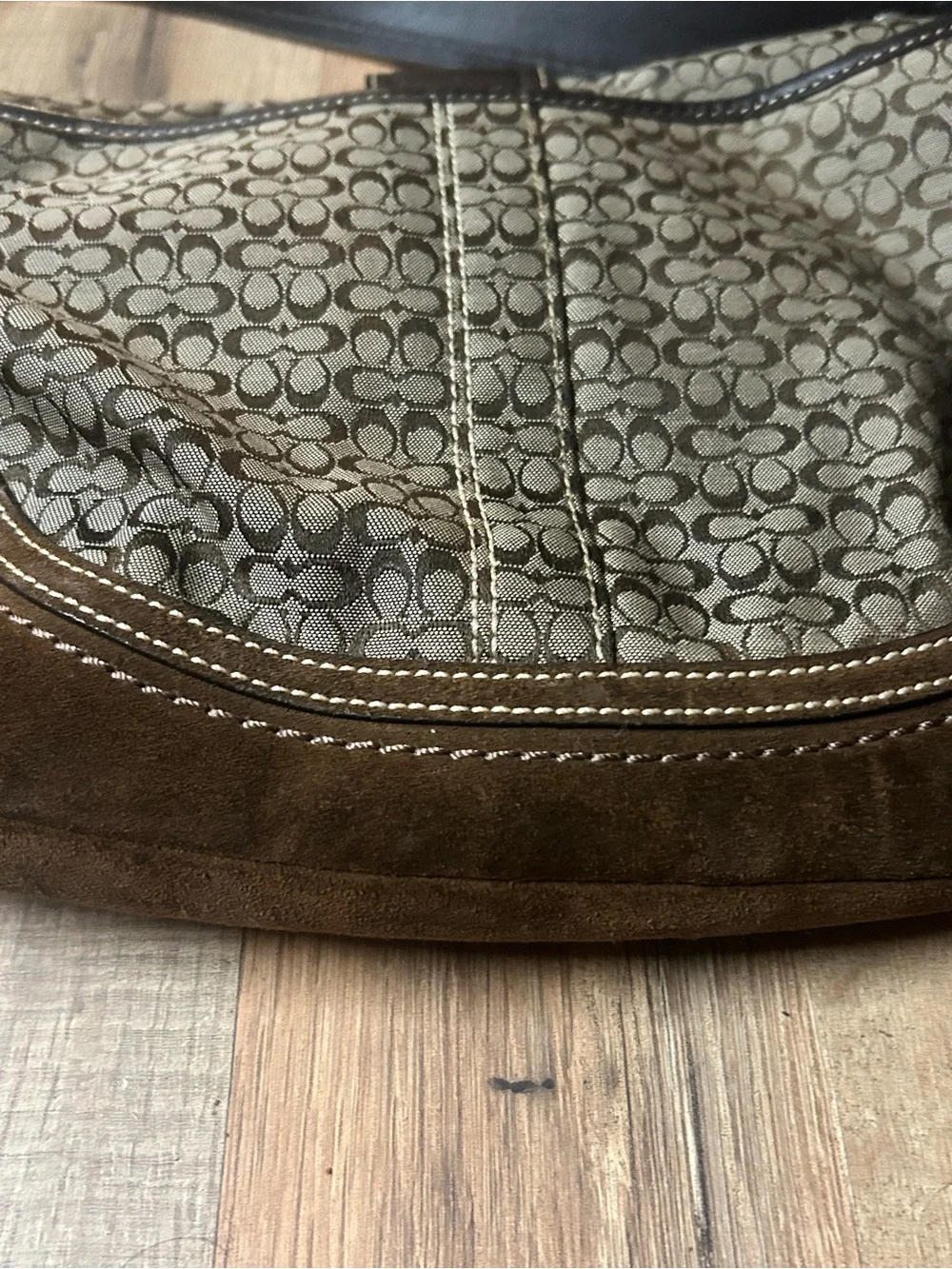 Coach F10926 MEDIUM Vintage Soho BROWN Leather & Signature C Canvas Shoulder Bag - Picture 4 of 10